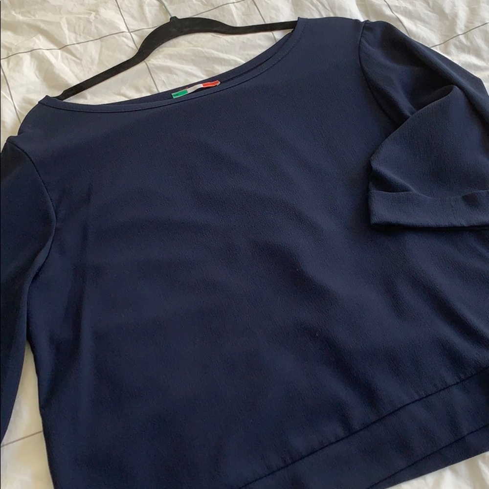 ITALIAN BLOUSE- blue loose fitting shirt, size M